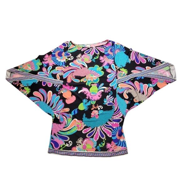 Trina Turk Beach Tunic Swimsuit Cover-up Hippie Psychedelic Groovy Pattern - Picture 2 of 9